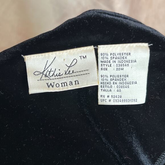 Kathie Lee Vintage Velour Sheath Dress Black Sleeveless Maxi Women's 20W Goth - Picture 3 of 4